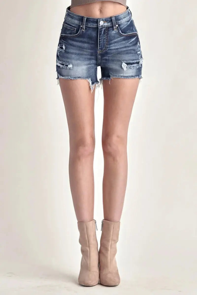 RISEN Mid Rise Raw Hem Denim Shorts for Women Summer - Love Salve